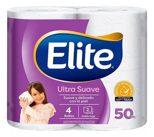 Papel Higenico Elite Ultra Suave Pack 4 rollos x 50 Metros